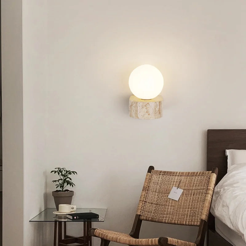 Faux Travertine Globe Wall Light | Premium Quality